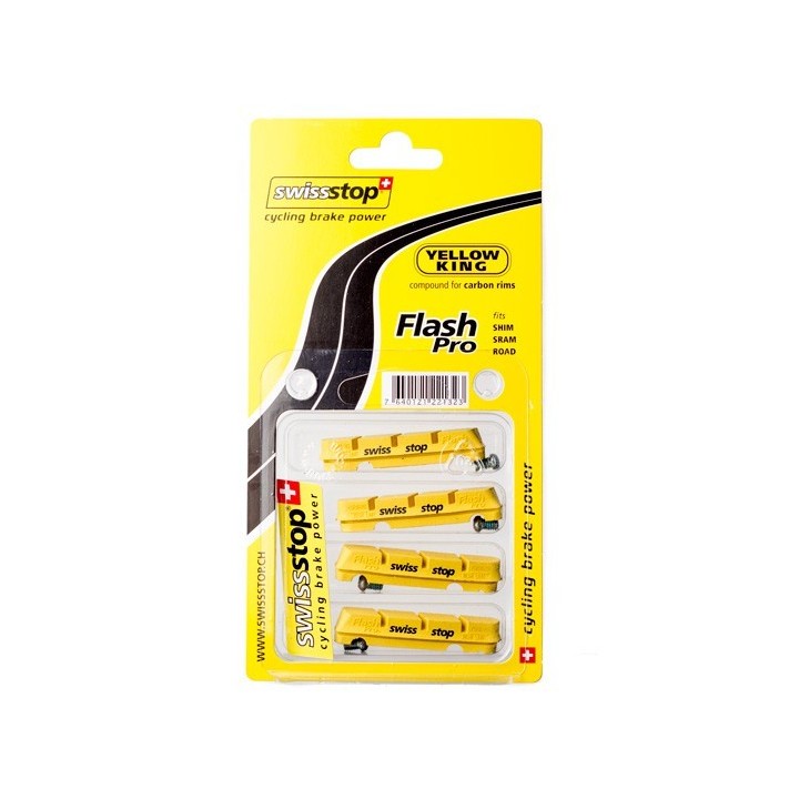 Kit 4 Zapatas Swissstop Flash Pro Amarillo Carbono
