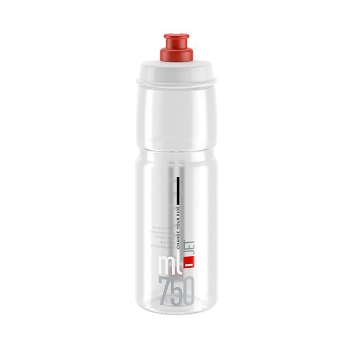 Bidon Elite Jet Plus transparent avec logo rouge 750 ml.|bidons