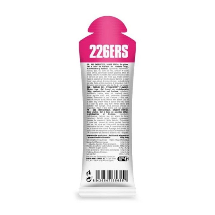 Gel 226ERS High Fructose 80g Fresa|Nutrición ciclismo|