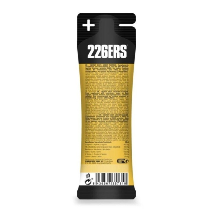 Gel 226ERS Energy Shot Stick 60ml Banana Extreme 250 mg Cafeína|Nutrición ciclismo|