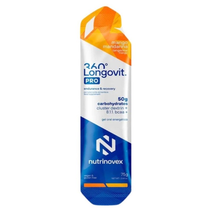 Gel Nutrinovex Longovit 360 50 g CHO Mangue Mandarine | Nutrition cyclisme |