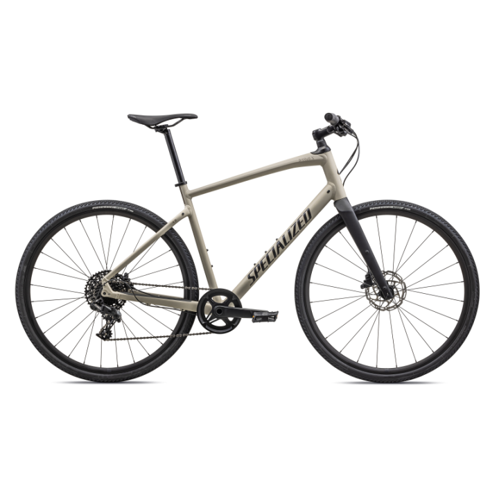 Vélo Specialized Sirrus X 4.0 Blanc satiné Montagnes / Taupe / Noir satiné réfléchissant 2023