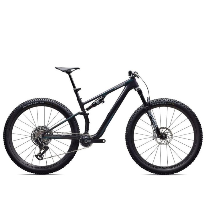Vélo Specialized S-Works Epic 8 EVO AXS Carbone brillant/Vert à violet Viavi Fade/Métal liquide brossé