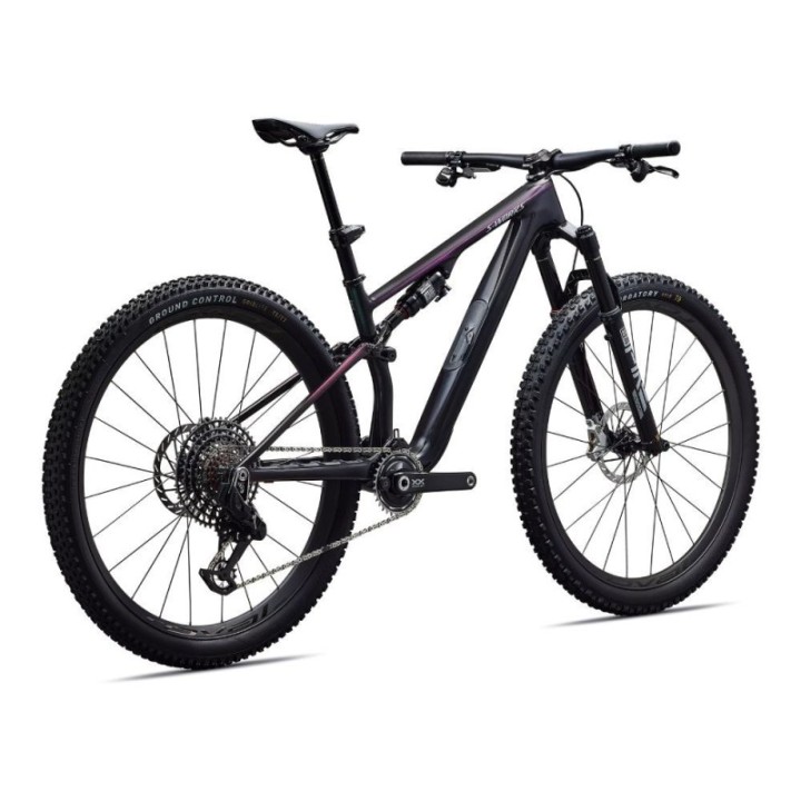 Vélo Specialized S-Works Epic 8 EVO AXS Carbone brillant/Vert à violet Viavi Fade/Métal liquide brossé
