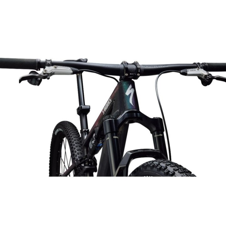 Vélo Specialized S-Works Epic 8 EVO AXS Carbone brillant/Vert à violet Viavi Fade/Métal liquide brossé