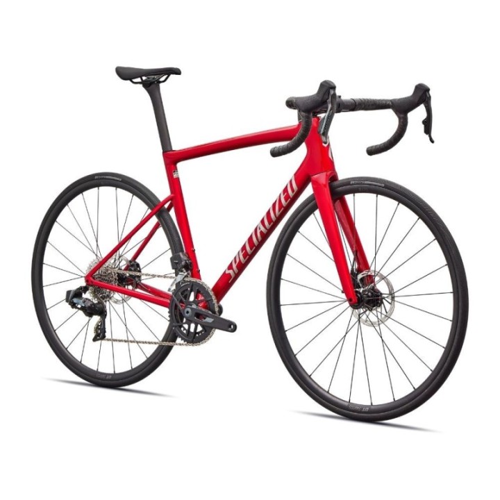 Vélo Specialized Tarmac Sl8 Comp Axs Rouge brillant sur argent poudré / Argent poudré