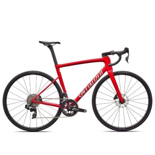 Vélo Specialized Tarmac Sl8 Comp Axs Rouge brillant sur argent poudré / Argent poudré