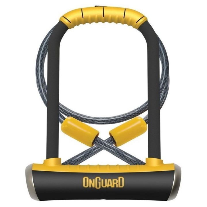 Antirrobo U Onguard Con Cable y Soporte Pitbull TD 8005 115 X 230 Ø 14 MM