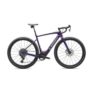 Vélo Specialized S-Works Turbo Creo 2 Carbone brillant / Rouge à bleu nacré Strata / Argent liquide satiné 2025