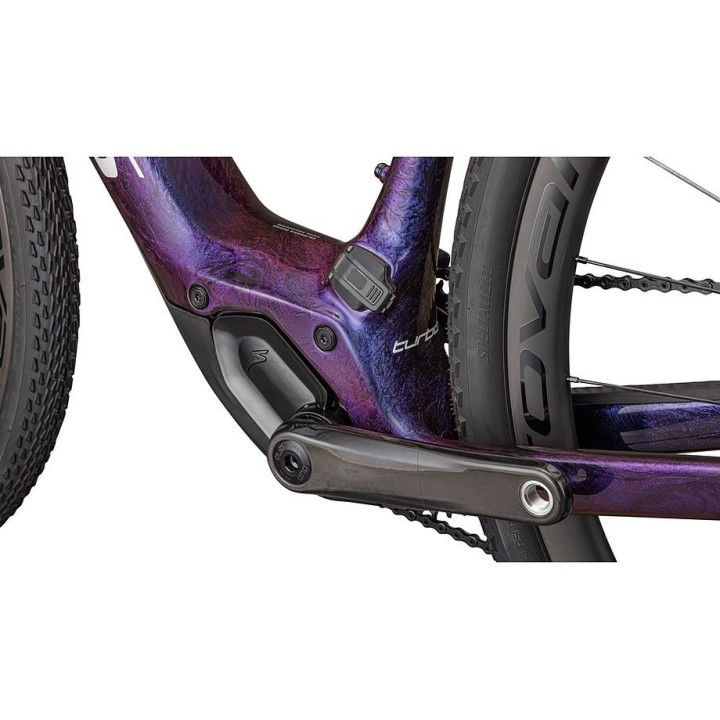 Vélo Specialized S-Works Turbo Creo 2 Carbone brillant / Rouge à bleu nacré Strata / Argent liquide satiné 2025