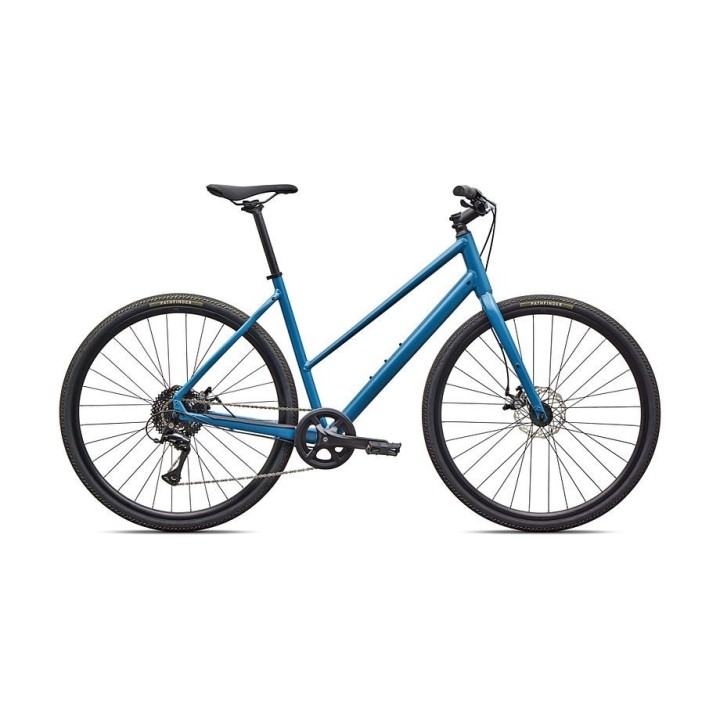 Vélo Specialized Sirrus X 1.0 à cadre ouvert, gris satiné et bleu / bleu métallisé givré réfléchissant 2026