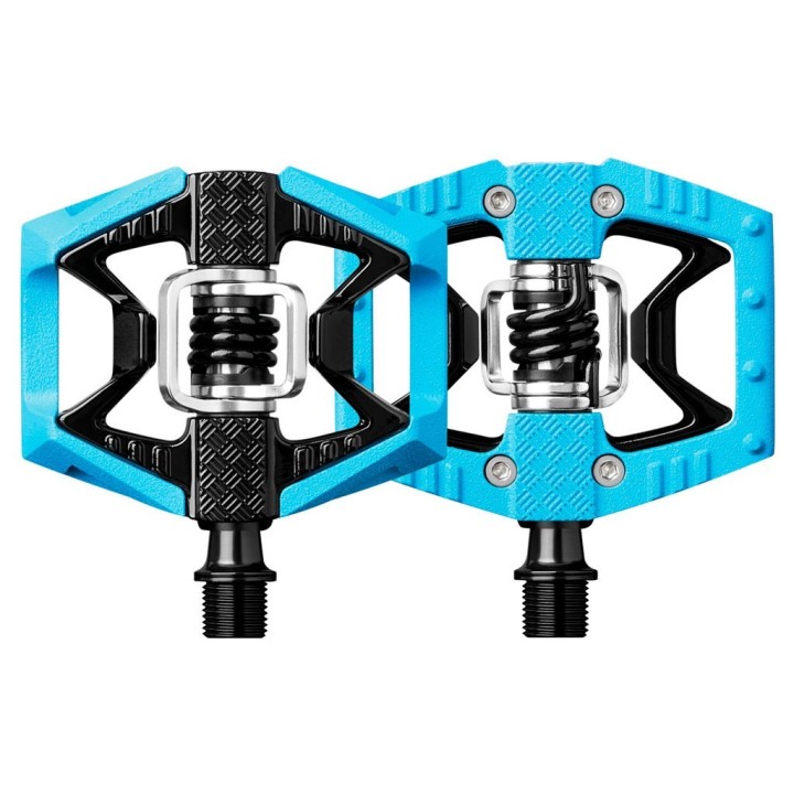 Pédales Crank Brothers double shot 2 light blue & black / black spring