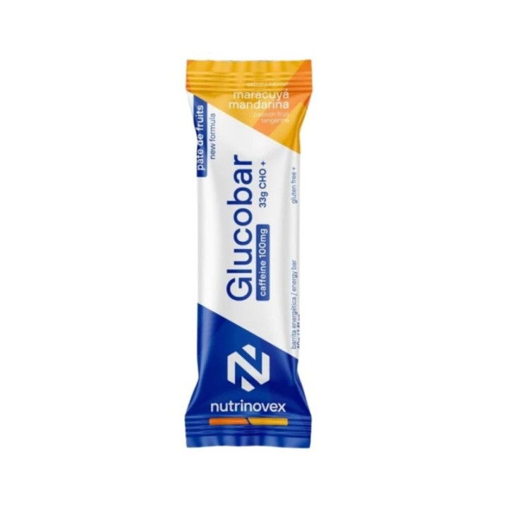 Barre énergétique Nutrinovex Glucobar Caféine fruit de la passion et mandarine