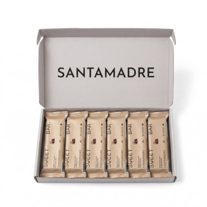 Caja de Barritas Santa Madre Sweet Bar chocolate blanco y arándano rojo 36 x 60G
