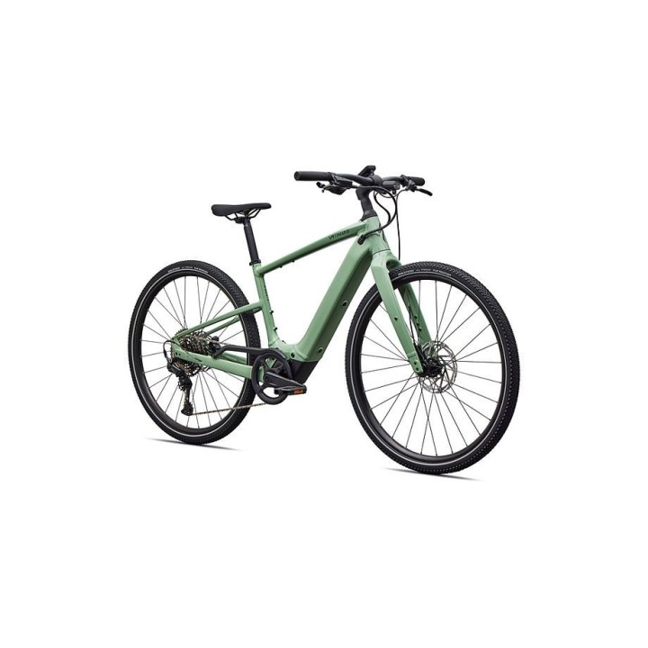Vélo Specialized Turbo Vado SL 2 4.0, couleur Pistachio brillant/Vert chêne métallisé, avec bandes réfléchissantes Frost