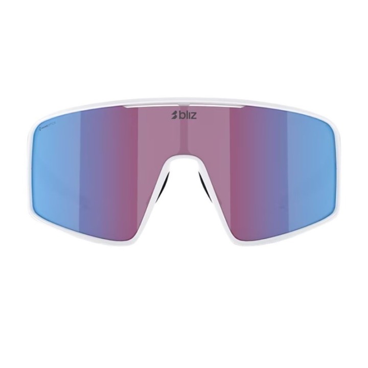 Lunettes Bliz P001 Blanc mat/Rose violet avec verres miroirs bleus
